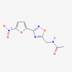 molecular formula C9H8N4O5 B3051804 N-(3-(5-Nitro-2-furanyl)-1,2,4-oxadiazol-5-yl)methylacetamide CAS No. 36133-88-7