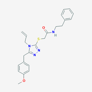 molecular formula C23H26N4O2S B305185 2-{[5-(4-methoxybenzyl)-4-(prop-2-en-1-yl)-4H-1,2,4-triazol-3-yl]sulfanyl}-N-(2-phenylethyl)acetamide 