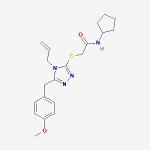 molecular formula C20H26N4O2S B305187 N-cyclopentyl-2-{[5-(4-methoxybenzyl)-4-(prop-2-en-1-yl)-4H-1,2,4-triazol-3-yl]sulfanyl}acetamide 