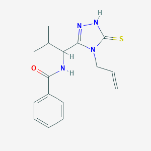molecular formula C16H20N4OS B305189 N-{2-methyl-1-[4-(prop-2-en-1-yl)-5-sulfanyl-4H-1,2,4-triazol-3-yl]propyl}benzamide 