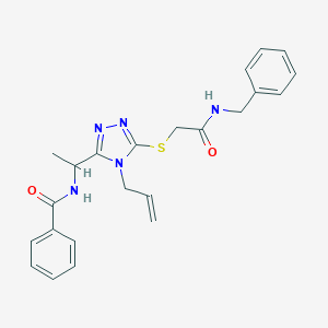 molecular formula C23H25N5O2S B305191 N-[1-(4-allyl-5-{[2-(benzylamino)-2-oxoethyl]sulfanyl}-4H-1,2,4-triazol-3-yl)ethyl]benzamide 