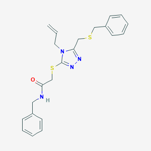 molecular formula C22H24N4OS2 B305192 2-({4-allyl-5-[(benzylsulfanyl)methyl]-4H-1,2,4-triazol-3-yl}sulfanyl)-N-benzylacetamide 