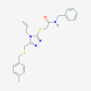 molecular formula C23H26N4OS2 B305194 2-[(4-allyl-5-{[(4-methylbenzyl)sulfanyl]methyl}-4H-1,2,4-triazol-3-yl)sulfanyl]-N-benzylacetamide 