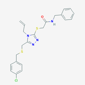 molecular formula C22H23ClN4OS2 B305195 2-[(4-allyl-5-{[(4-chlorobenzyl)sulfanyl]methyl}-4H-1,2,4-triazol-3-yl)sulfanyl]-N-benzylacetamide 