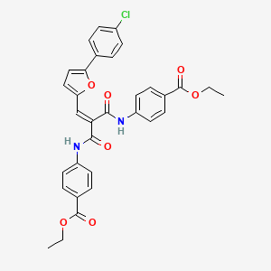 molecular formula C32H27ClN2O7 B3051957 Ethyl 4-[[3-[5-(4-chlorophenyl)furan-2-yl]-2-[(4-ethoxycarbonylphenyl)carbamoyl]prop-2-enoyl]amino]benzoate CAS No. 373613-93-5
