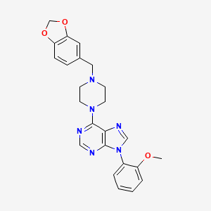 molecular formula C24H24N6O3 B3051962 9H-Purine, 9-(o-methoxyphenyl)-6-(4-piperonyl-1-piperazinyl)- CAS No. 37425-32-4