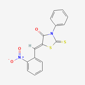 molecular formula C16H10N2O3S2 B3052020 (5Z)-5-[(2-nitrophenyl)methylidene]-3-phenyl-2-sulfanylidene-1,3-thiazolidin-4-one CAS No. 37938-90-2