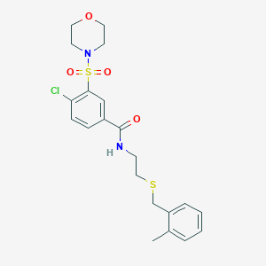 molecular formula C21H25ClN2O4S2 B305203 4-chloro-N-{2-[(2-methylbenzyl)sulfanyl]ethyl}-3-(4-morpholinylsulfonyl)benzamide 