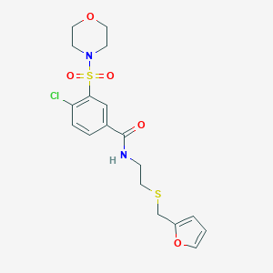molecular formula C18H21ClN2O5S2 B305205 4-chloro-N-{2-[(2-furylmethyl)sulfanyl]ethyl}-3-(4-morpholinylsulfonyl)benzamide 