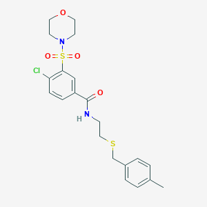 molecular formula C21H25ClN2O4S2 B305208 4-chloro-N-{2-[(4-methylbenzyl)thio]ethyl}-3-(4-morpholinylsulfonyl)benzamide 