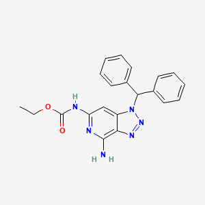 molecular formula C21H20N6O2 B3052088 ethyl N-(4-amino-1-benzhydryltriazolo[4,5-c]pyridin-6-yl)carbamate CAS No. 38359-69-2