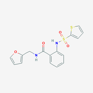 molecular formula C16H14N2O4S2 B305210 N-(2-furylmethyl)-2-[(2-thienylsulfonyl)amino]benzamide 
