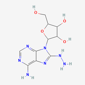 molecular formula C10H15N7O4 B3052129 2-(6-amino-8-hydrazinyl-purin-9-yl)-5-(hydroxymethyl)oxolane-3,4-diol CAS No. 3868-34-6