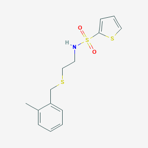 molecular formula C14H17NO2S3 B305213 N-{2-[(2-methylbenzyl)sulfanyl]ethyl}-2-thiophenesulfonamide 