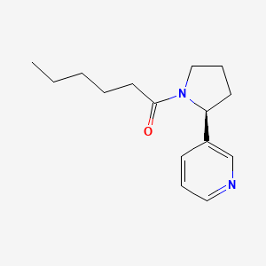 molecular formula C15H22N2O B3052145 Pyrrolidine, 1-(1-oxohexyl)-2-(3-pyridinyl)-, (S)- CAS No. 38854-09-0
