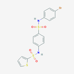 molecular formula C16H13BrN2O4S3 B305219 N-{4-[(4-bromoanilino)sulfonyl]phenyl}-2-thiophenesulfonamide 