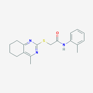 molecular formula C18H21N3OS B305221 N-(2-methylphenyl)-2-[(4-methyl-5,6,7,8-tetrahydroquinazolin-2-yl)sulfanyl]acetamide 