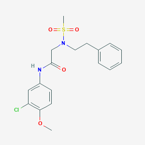 molecular formula C18H21ClN2O4S B305222 N-(3-chloro-4-methoxyphenyl)-2-[(methylsulfonyl)(2-phenylethyl)amino]acetamide 