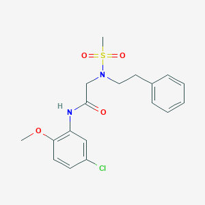 molecular formula C18H21ClN2O4S B305223 N-(5-chloro-2-methoxyphenyl)-2-[(methylsulfonyl)(2-phenylethyl)amino]acetamide 