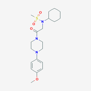 molecular formula C20H31N3O4S B305226 N-cyclohexyl-N-{2-[4-(4-methoxyphenyl)piperazin-1-yl]-2-oxoethyl}methanesulfonamide 