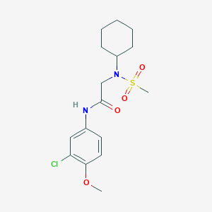 molecular formula C16H23ClN2O4S B305227 N-(3-chloro-4-methoxyphenyl)-2-[cyclohexyl(methylsulfonyl)amino]acetamide 