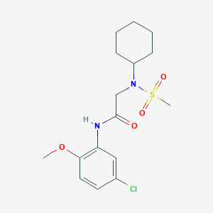 molecular formula C16H23ClN2O4S B305228 N-(5-chloro-2-methoxyphenyl)-2-[cyclohexyl(methylsulfonyl)amino]acetamide 