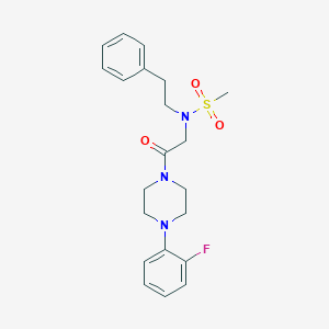 molecular formula C21H26FN3O3S B305234 N-{2-[4-(2-Fluoro-phenyl)-piperazin-1-yl]-2-oxo-ethyl}-N-phenethyl-methanesulfonamide 