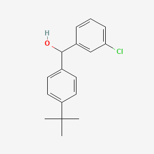 molecular formula C17H19ClO B3052359 4-tert-Butyl-3'-chlorobenzhydrol CAS No. 40626-12-8