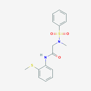 molecular formula C16H18N2O3S2 B305237 2-[methyl(phenylsulfonyl)amino]-N-[2-(methylsulfanyl)phenyl]acetamide 