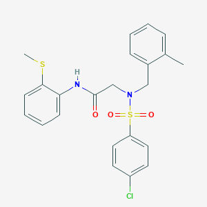 molecular formula C23H23ClN2O3S2 B305238 2-[[(4-chlorophenyl)sulfonyl](2-methylbenzyl)amino]-N-[2-(methylsulfanyl)phenyl]acetamide 
