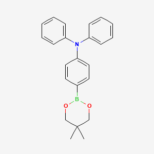 molecular formula C23H24BNO2 B3052382 Benzenamine, 4-(5,5-dimethyl-1,3,2-dioxaborinan-2-yl)-N,N-diphenyl- CAS No. 408359-97-7