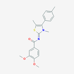 molecular formula C21H22N2O3S B305239 N-(3,5-dimethyl-4-(4-methylphenyl)-1,3-thiazol-2(3H)-ylidene)-3,4-dimethoxybenzamide 