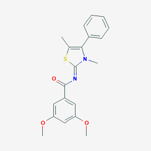 molecular formula C20H20N2O3S B305241 N-(3,5-dimethyl-4-phenyl-1,3-thiazol-2(3H)-ylidene)-3,5-dimethoxybenzamide 