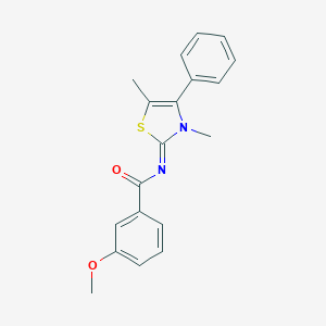 molecular formula C19H18N2O2S B305243 N-(3,5-dimethyl-4-phenyl-1,3-thiazol-2(3H)-ylidene)-3-methoxybenzamide 