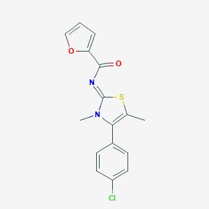 molecular formula C16H13ClN2O2S B305250 N-[4-(4-氯苯基)-3,5-二甲基-2-噻唑并烯基]-2-呋喃甲酰胺 