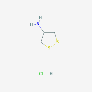 molecular formula C3H8ClNS2 B3052514 1,2-Dithiolan-4-amine hydrochloride CAS No. 4212-02-6