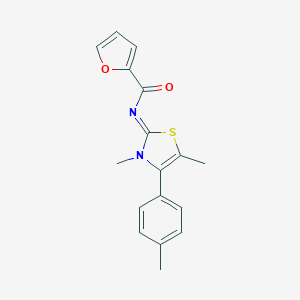 molecular formula C17H16N2O2S B305252 N-(3,5-dimethyl-4-(4-methylphenyl)-1,3-thiazol-2(3H)-ylidene)-2-furamide 