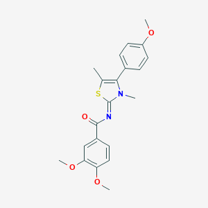 molecular formula C21H22N2O4S B305253 3,4-dimethoxy-N-(4-(4-methoxyphenyl)-3,5-dimethyl-1,3-thiazol-2(3H)-ylidene)benzamide 