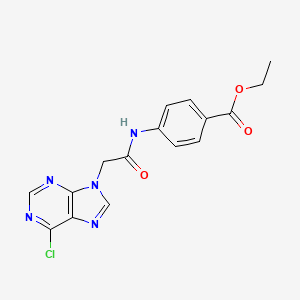 molecular formula C16H14ClN5O3 B3052653 Ethyl 4-[[2-(6-chloropurin-9-yl)acetyl]amino]benzoate CAS No. 4323-05-1