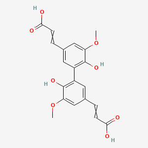 molecular formula C20H18O8 B3052682 3,3'-(6,6'-Dihydroxy-5,5'-dimethoxy[1,1'-biphenyl]-3,3'-diyl)di(prop-2-enoic acid) CAS No. 436-96-4