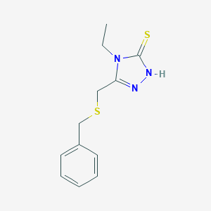 molecular formula C12H15N3S2 B305271 3-(benzylsulfanylmethyl)-4-ethyl-1H-1,2,4-triazole-5-thione 