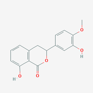 molecular formula C16H14O5 B3052909 3,4-Dihydro-8-hydroxy-3-(3-hydroxy-4-methoxyphenyl) 1H-2-benzopyran-1-one CAS No. 480-46-6