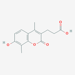 molecular formula C14H14O5 B3053006 3-(7-hydroxy-4,8-dimethyl-2-oxo-2H-chromen-3-yl)propanoic acid CAS No. 500204-30-8