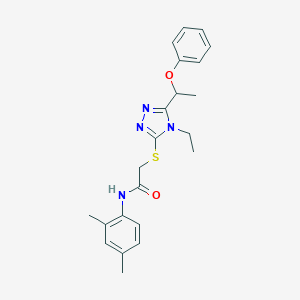 molecular formula C22H26N4O2S B305302 N-(2,4-dimethylphenyl)-2-{[4-ethyl-5-(1-phenoxyethyl)-4H-1,2,4-triazol-3-yl]sulfanyl}acetamide 