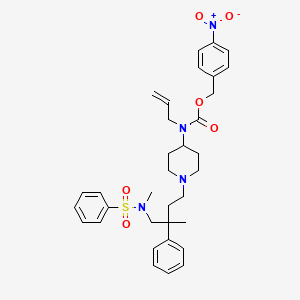 molecular formula C34H42N4O6S B3053022 (4-nitrophenyl)methyl N-[1-[4-[benzenesulfonyl(methyl)amino]-3-methyl-3-phenylbutyl]piperidin-4-yl]-N-prop-2-enylcarbamate CAS No. 502173-16-2