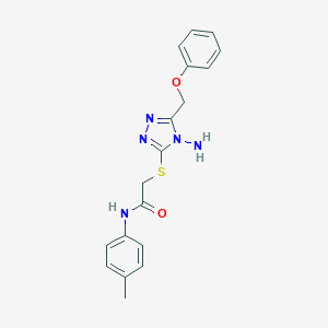 molecular formula C18H19N5O2S B305303 2-{[4-amino-5-(phenoxymethyl)-4H-1,2,4-triazol-3-yl]sulfanyl}-N-(4-methylphenyl)acetamide 