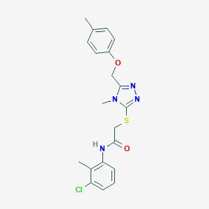 molecular formula C20H21ClN4O2S B305310 N-(3-chloro-2-methylphenyl)-2-({4-methyl-5-[(4-methylphenoxy)methyl]-4H-1,2,4-triazol-3-yl}sulfanyl)acetamide 