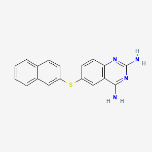 molecular formula C18H14N4S B3053123 2,4-Quinazolinediamine, 6-(2-naphthalenylthio)- CAS No. 51124-09-5