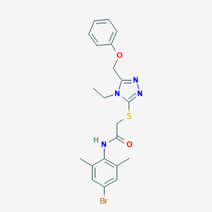 molecular formula C21H23BrN4O2S B305316 N-(4-bromo-2,6-dimethylphenyl)-2-{[4-ethyl-5-(phenoxymethyl)-4H-1,2,4-triazol-3-yl]sulfanyl}acetamide 