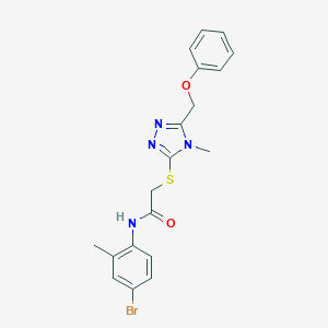 molecular formula C19H19BrN4O2S B305317 N-(4-bromo-2-methylphenyl)-2-{[4-methyl-5-(phenoxymethyl)-4H-1,2,4-triazol-3-yl]sulfanyl}acetamide 